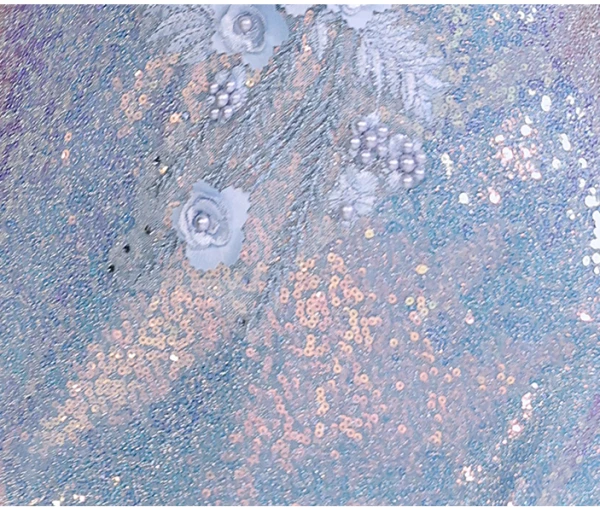 Scintillantes Bleu Ciel Perlage Appliques Paillettes Robe De Bal 2024 Trompette / Sirène De l'épaule Manches Courtes Dos Nu Longue Promo Robe De Ceremonie