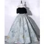 Elegant Sequins Flower Black Prom Dresses 2023 Ball Gown Off-The-Shoulder Short Sleeve Backless Floor-Length / Long Prom Formal Dresses