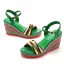 Böhmen Grün Flechten Strassenmode Sandalen Damen 2023 Knöchelriemen 9 cm Keilabsatz Peeptoes Sandaletten