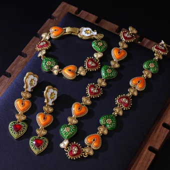 Vintage Retro Medieval Multi Colors Alloy Heart Shaped Prom Necklaces Bracelets Earrings Accessories 2025
