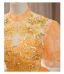 Elegant Orange Beading Sequins Prom Dresses 2024 Ball Gown High Neck Short Sleeve Backless Floor-Length / Long Prom Formal Dresses