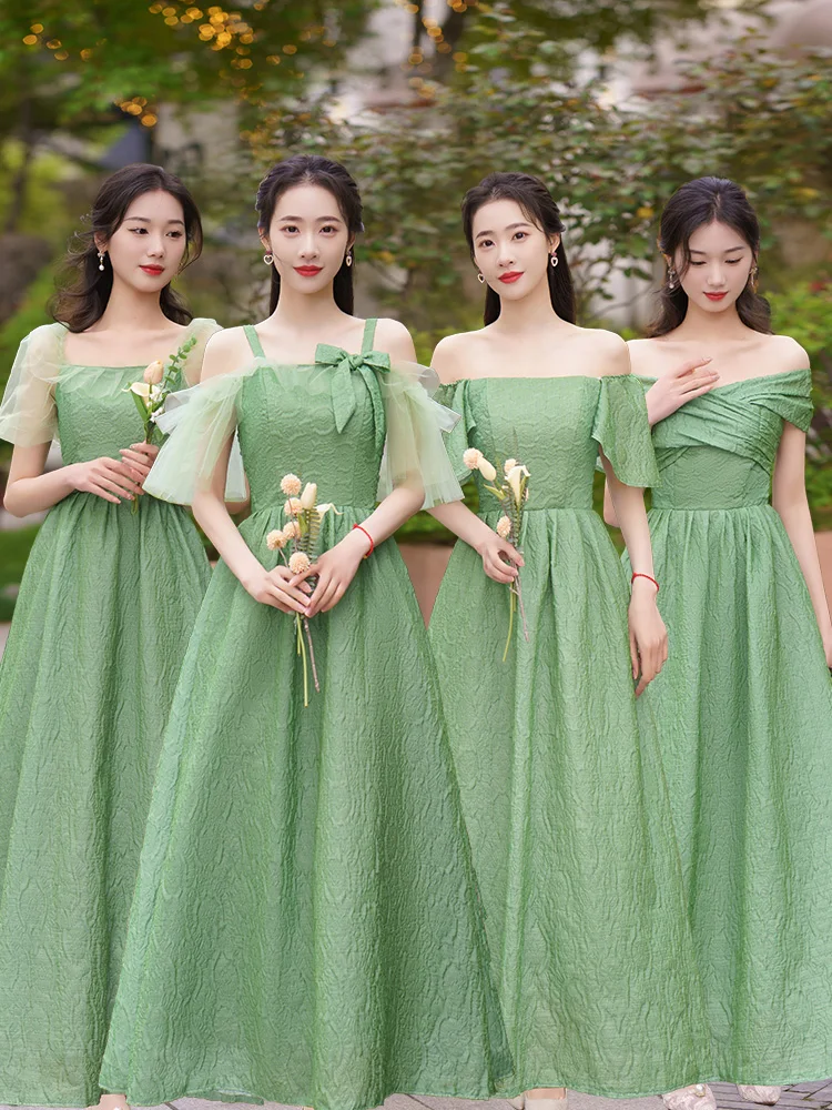 Modest Simple Sage Green Bridesmaid Dresses 2023 A-Line Princess Short Sleeve Backless