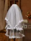 Modest / Simple White Handmade  Appliques Wedding Veils 2025 Tulle