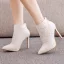 Vintage / Retro White Lace Flower Wedding Boots 2025 11 cm Stiletto Heels Pointed Toe Wedding Shoes