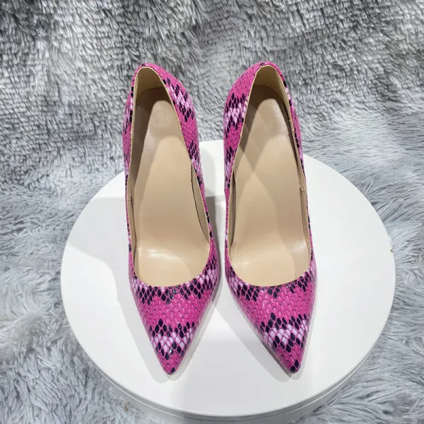 Ovanlig Limegrön Gatukläder Snakeskin Trycket Pumps 2023 12 cm Stilettklackar Spetsiga Pumps Högklackade