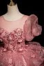 Elegant Blushing Pink Sequins Lace Flower Prom Dresses 2025 Ball Gown Scoop Neck Short Sleeve Backless Floor-Length / Long Prom Formal Dresses
