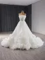 High-end White Flower Pleated Wedding Dresses 2024 Ball Gown Strapless Sleeveless Backless Cathedral Train Tulle Wedding