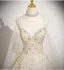 Bling Bling Champagne Beading Sequins Prom Dresses 2025 Ball Gown Spaghetti Straps Sleeveless Backless Sweep Train Prom Formal Dresses