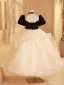 Elegant Black Rhinestone Birthday Flower Girl Dresses 2024 Ball Gown Scoop Neck Puffy Short Sleeve Backless Floor-Length / Long