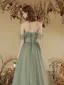 Charmant Vert Cendré Plissée Robe De Bal 2023 Princesse De l'épaule Manches Courtes Longue Promo Robe De Ceremonie