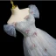 Bling Bling Sky Blue Beading Sequins Ruffle Prom Dresses 2023 A-Line / Princess Off-The-Shoulder Short Sleeve Backless Floor-Length / Long Prom Formal Dresses