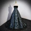 Flower Fairy Charming Printing Black Prom Dresses 2023 A-Line / Princess Strapless Sleeveless Backless Sweep Train Formal Dresses