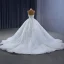 Luxury / Gorgeous White Handmade  Beading Pearl Sequins Wedding Dresses 2023 Ball Gown Halter Sleeveless Backless Floor-Length / Long Wedding