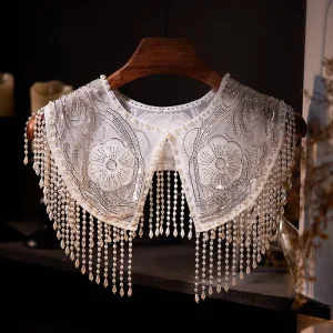Charming White Handmade Beading Pearl Evening Party Shawl 2025