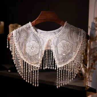 Charming White Handmade Beading Pearl Evening Party Shawl 2025