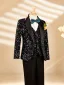 Black Fall Winter Long Sleeve Multi-Colors Sequins 6-piece Boys Wedding Suits 2025 Body Jewellery Coat Pants Shirt Tie Vest Boys Wedding Suits