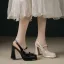 Elegant Black Casual Womens Shoes 2026 10 cm Thick Heels Round Toe High Heels