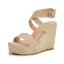 Schöne Schwarz Strassenmode Flechten Sandalen Damen 2022 Knöchelriemen 11 cm Keilabsatz Peeptoes Sandaletten