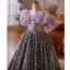 Sparkly Multi-Colors Sequins Lavender Birthday Flower Girl Dresses 2025 Ball Gown Ruffle Off-The-Shoulder Short Sleeve Backless Floor-Length / Long