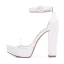 Sexy Blanche Été Soirée Sandales Femme 2022 12 cm Talons Épais Bride Cheville Peep Toes / Bout Ouvert Sandales Talons Hauts