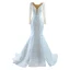 High-end White Beading Sequins Lace Flower Wedding Dresses 2023 Trumpet / Mermaid Scoop Neck Long Sleeve Sweep Train Wedding
