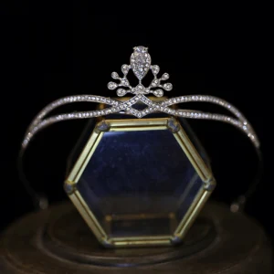 Simple Argenté Faux Diamant Tiare Accessoire Cheveux Mariage 2022 Zircon Alliage Mariage Tiare