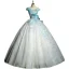 Fashion Sky Blue Beading Sequins Prom Dresses 2023 Ball Gown Ruffle Off-The-Shoulder Sleeveless Backless Floor-Length / Long Prom Formal Dresses