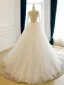 High-end White Handmade  Beading Pearl Sequins Lace Flower Wedding Dresses 2026 Ball Gown Off-The-Shoulder Long Sleeve Backless Floor-Length / Long Tulle