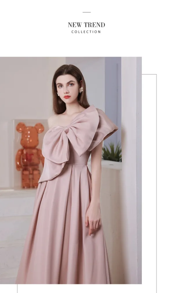 Glamour Princesse Noeud Rose Sombre Robe De Bal 2021 Bustier Sans Manches Bretelles croisées Longue Satin De Fiançailles Robe De Soirée