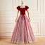 Schöne Rot Ballkleider 2023 Off Shoulder Ballkleid Kurze Ärmel Rückenfreies Schleife Stoffgürtel Lange Ball Festliche Kleider