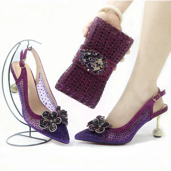 Charming Silver Rhinestone Flower Evening Party Womens Sandals Clutch Bags 2023 7 cm Stiletto Heels Pointed Toe Womens Sandals High Heels Clutch Bags