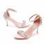 Sexy Sommer Multifarben Strass Brautschuhe 2022 7 cm Stilettos Knöchelriemen Peeptoes Hochzeit Sandaletten Hochhackige