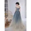 Chic / Beautiful Multi-Colors Ocean Blue Prom Dresses 2022 A-Line / Princess Off-The-Shoulder Beading Sequins Sleeveless Backless Floor-Length / Long Prom Formal Dresses