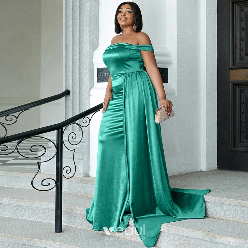 Chic Belle Vert Citron Grande Taille Robe De Soiree 2022 Trompette Sirene De l epaule Manches Courtes Dos Nu Soiree Train De Balayage Robe De Ceremonie