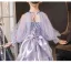 Sparkly Lavender Bow Sequins Birthday Flower Girl Dresses 2025 Ball Gown High Neck Long Sleeve Sweep Train