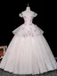 Blumenfee Weiß Perle Applikationen Ballkleider 2026 Ballkleid Off Shoulder Kurze Ärmel Rückenfreies