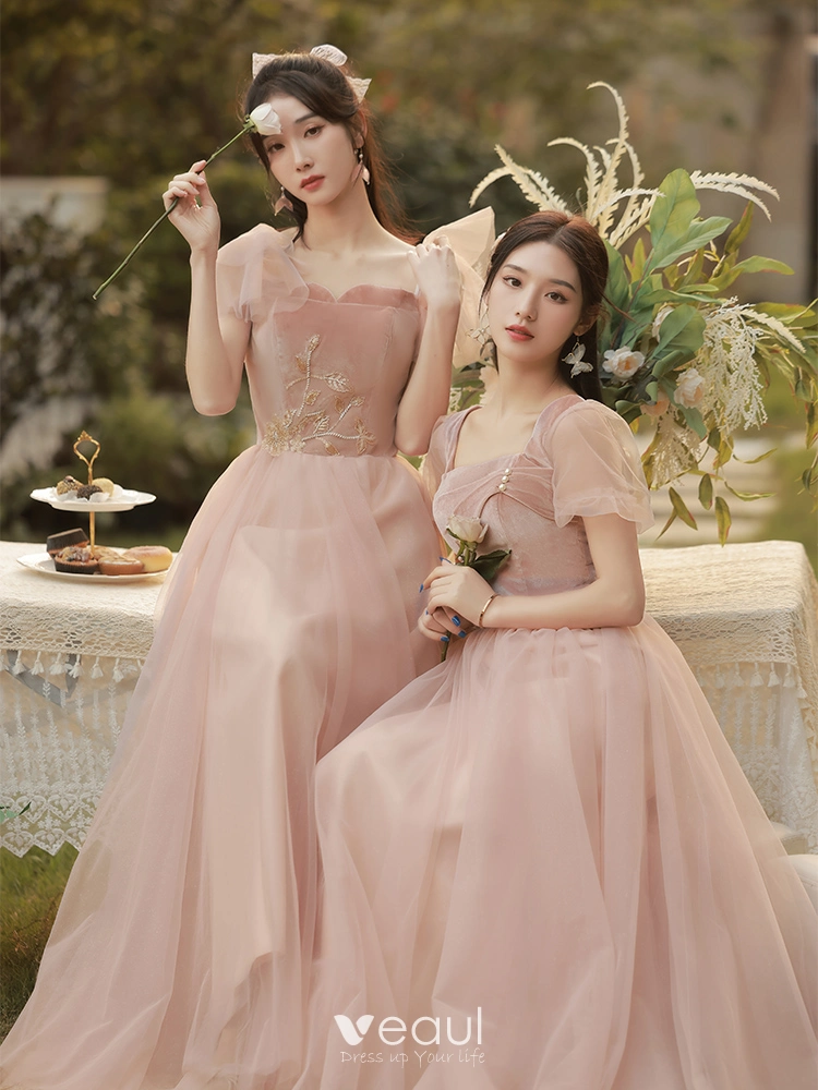 Rose gold modest bridesmaid on sale dresses