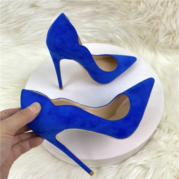 Chic / Beautiful OL Suede Royal Blue Pumps 2022 12 cm Stiletto Heels Pointed Toe Pumps High Heels