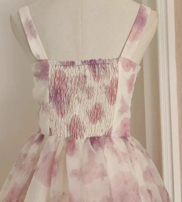 Simple Blanche Impression Organza Robe De Bal 2023 Princesse Encolure Carrée Sans Manches Dos Nu Courte Promo Robe De Ceremonie