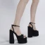 Fashion Black Cocktail Party Evening Party Rhinestone Womens Sandals 2023 Ankle Strap 14 cm Stiletto Heels Waterproof Open / Peep Toe Sandals High Heels