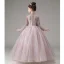 Chic / Beautiful Lavender Beading Lace Flower Sequins Birthday Flower Girl Dresses 2023 A-Line / Princess High Neck Long Sleeve Floor-Length / Long Flower Girl Dresses