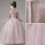 Chic / Beautiful Lavender Beading Lace Flower Sequins Birthday Flower Girl Dresses 2023 A-Line / Princess High Neck Long Sleeve Floor-Length / Long Flower Girl Dresses