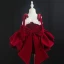 Lovely Christmas Burgundy Velvet Short Flower Girl Dresses 2024 Spaghetti Straps Sleeveless Backless Bow