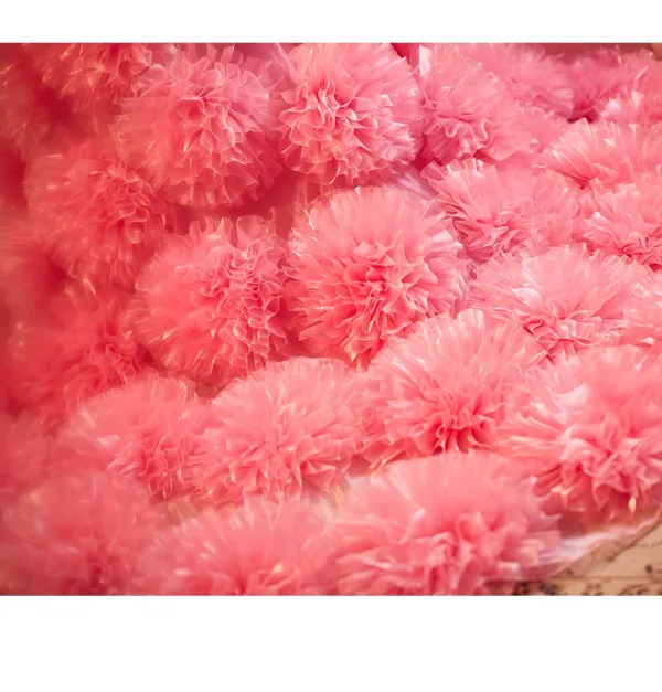 Unique Pink Fallende Rüsche Strass Ballkleider 2024 Ballkleid Rundhalsausschnitt Lange Ärmel Rückenfreies Kapelle-Schleppe Ball Festliche Kleider