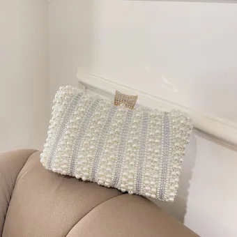 Chic Beautiful Ivory Rhinestone Pearl Evening Party Clutch Bags 2023