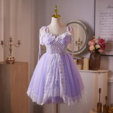Hermoso Espliego Rebordear Lentejuelas Con Encaje Flor Cortos Vestidos De Fiesta 2025 A Line Princess Spaghetti Straps Sin Mangas Sin Espalda Tul Fiesta Noche