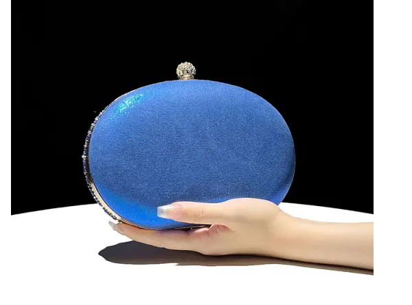 Moda Królewski Niebieski Rhinestone Bal Stop Torebka 2024