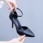 Schlicht Schwarz Büro OL Damen schuhe 2026 Knöchelriemen 9 cm Stilettos Spitzschuh Hochhackige