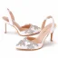 Charmant Blanche Faux Diamant Chaussure De Mariée 2022 9 cm Talons Aiguilles À Bout Pointu Mariage Talons Hauts