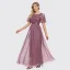 Modest / Simple Grey Sequins Lace Flower Prom Dresses 2024 A-Line / Princess Scoop Neck Short Sleeve Floor-Length / Long Prom Formal Dresses